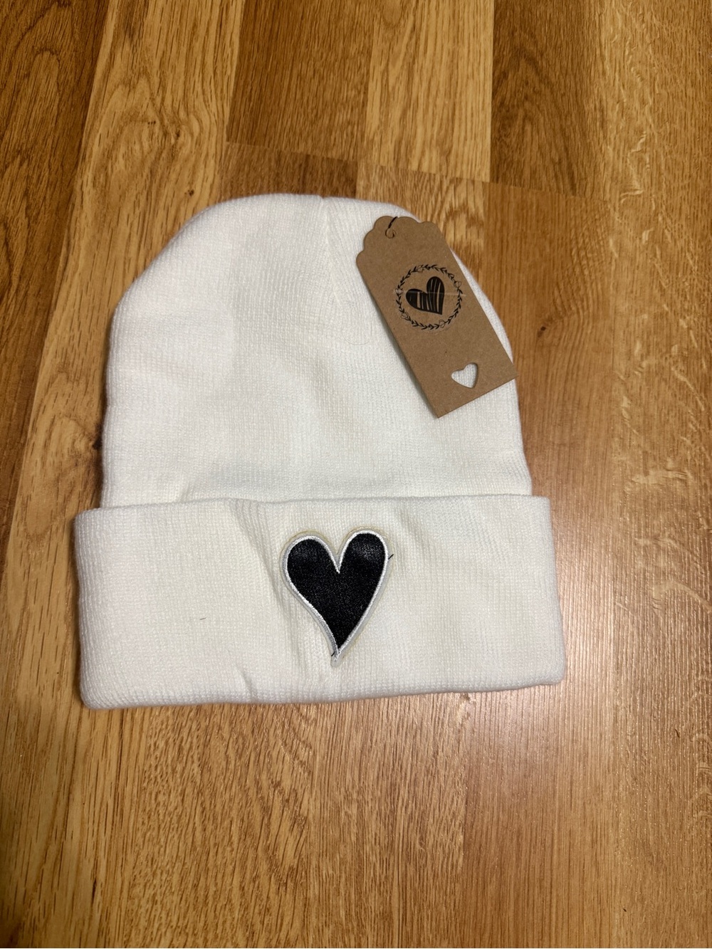 Beanie with Embroidered Heart - NEW with tags